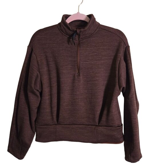 Athleta Altitude Polartec 1/2 Zip Sweatshirt Mahogany Heather Size S - Picture 2 of 12
